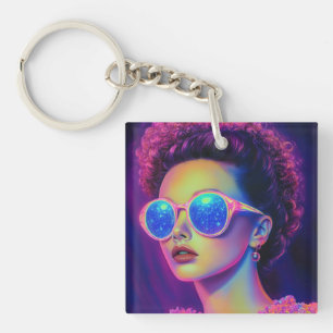 Neon Galaxy Glamour  Keychain
