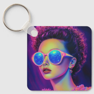 Neon Galaxy Glamour Keychain