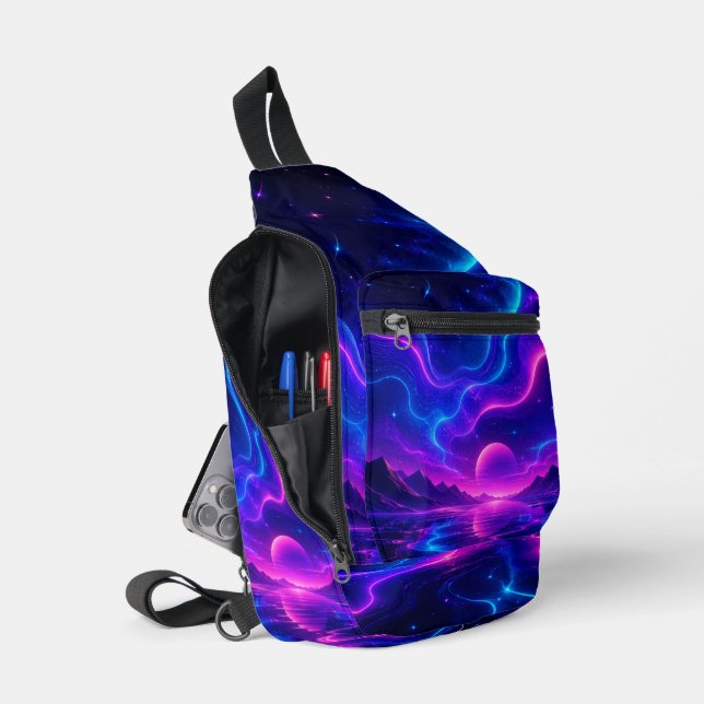 Neon Galaxy Landscape Sling Bag (Open)