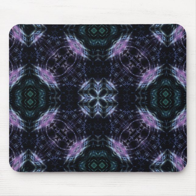 Neon Galaxy Mandala with Futuristic Glow Mouse Pad (Front)
