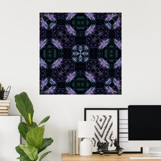 Neon Galaxy Mandala with Futuristic Glow Poster (Home Office)
