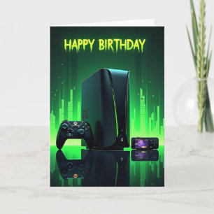 Neon Gamer Birthday Card