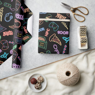 Neon Gamer Wrapping Paper