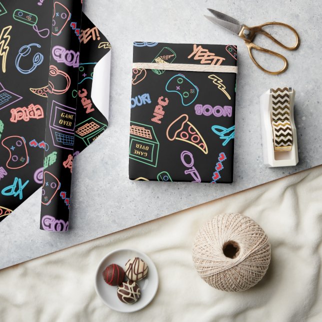 Neon Gamer Wrapping Paper (Crafts)