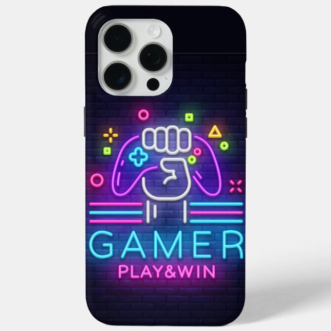 Neon Gamer's Play And Win Case-Mate iPhone Case (Back)