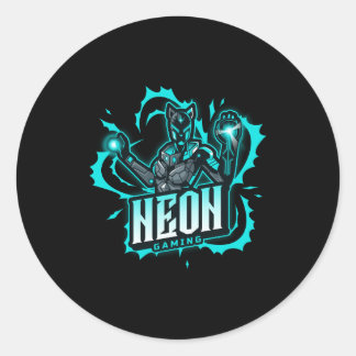 Neon Gaming Classic Round Sticker