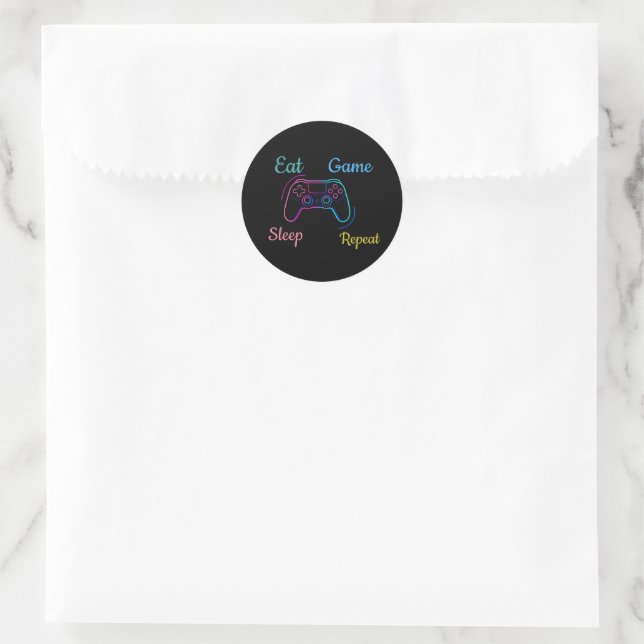 Neon gaming design customizable classic round sticker (Bag)