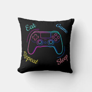 Neon gaming design customizable throw pillow