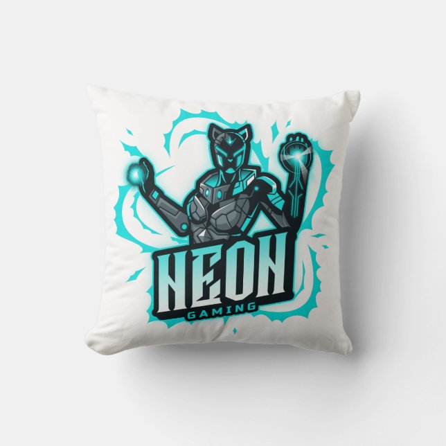 Neon Gaming  Throw Pillow (Front)