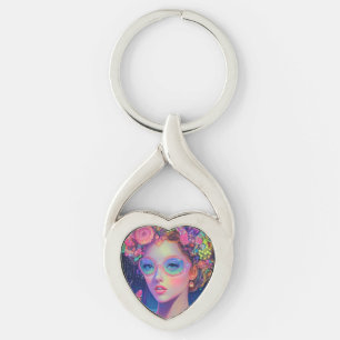 Neon Garden Goddess  Keychain