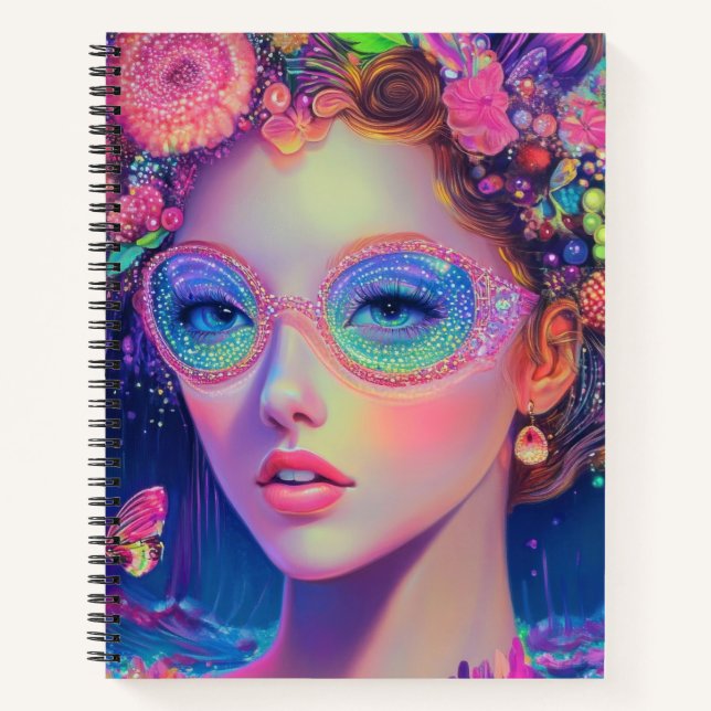 Neon Garden Goddess  Notebook (Front)