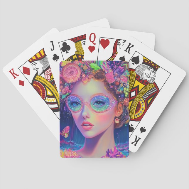Neon Garden Goddess  Playing Cards (Back)