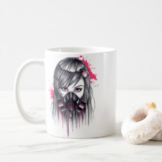 Neon Gas Mask Girl Coffee Mug