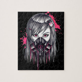 Neon Gas Mask Girl Jigsaw Puzzle