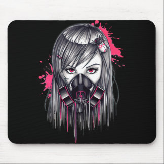 Neon Gas Mask Girl Mouse Pad