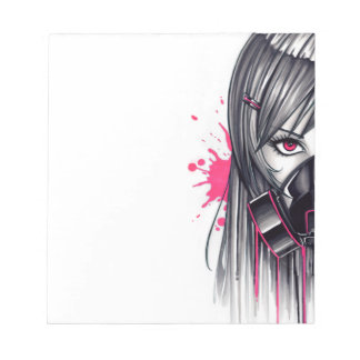 Neon Gas Mask Girl Notepad