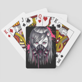 Neon Gas Mask Girl Playing Cards