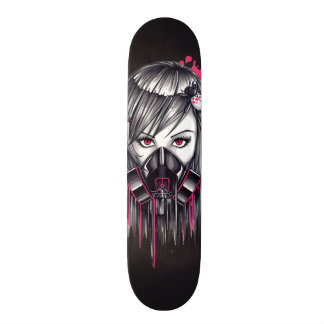 Neon Gas Mask Girl Skateboard