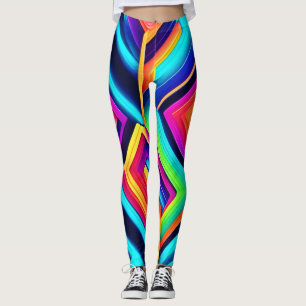 Neon Geometric Abstract Art Leggings