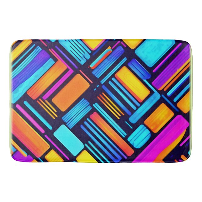 Neon Geometric Abstract Bath Mat (Front)