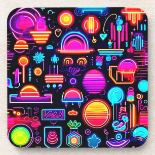 Neon Geometric Abstract Coaster