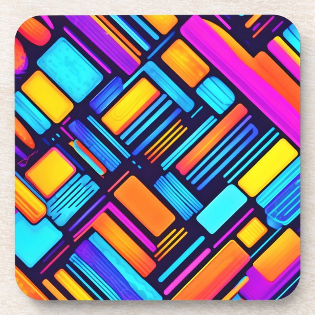 Neon Geometric Abstract Coaster (Front)