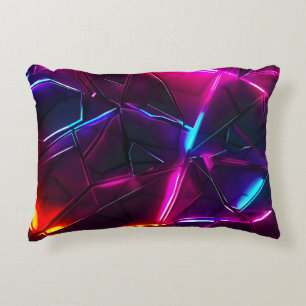 Neon Geometric Abstract Futuristic Cyberpunk Accent Pillow