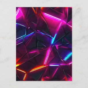 Neon Geometric Abstract Futuristic Cyberpunk Announcement Postcard
