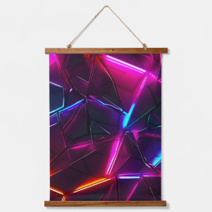 Neon Geometric Abstract Futuristic Cyberpunk Hanging Tapestry