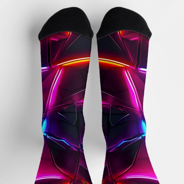 Neon Geometric Abstract Futuristic Cyberpunk Socks (Top)