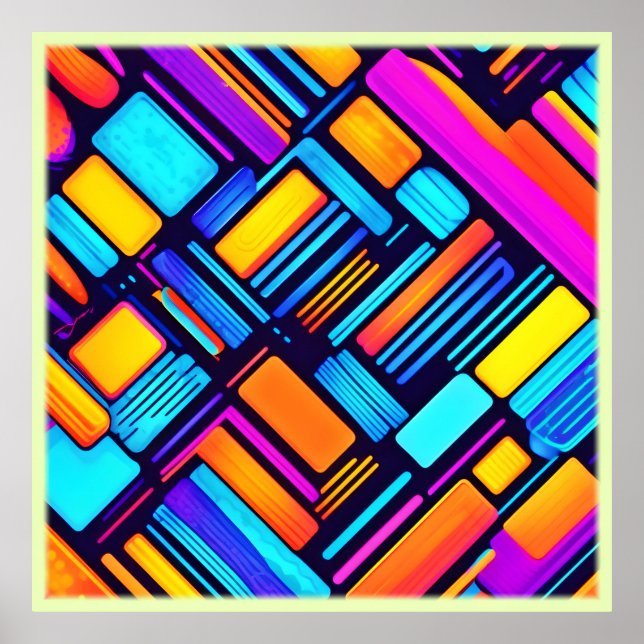 Neon Geometric Abstract Poster (Front)