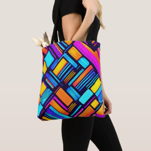 Neon Geometric Abstract Tote Bag