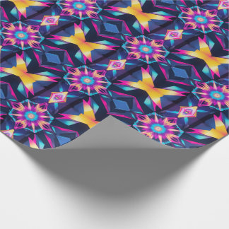 Neon Geometric Abstraction Wrapping Paper