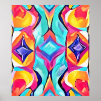 Neon Geometric Fusion Art
