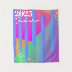 Neon Geometric  Graduation  Backdrop Tapestry
