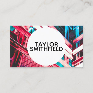 neon geometric hallway street grunge business card