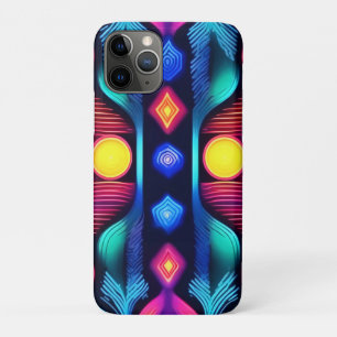 Neon Geometric Mandala Art iPhone 11 Pro Case