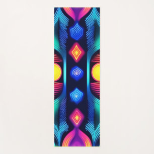 Neon Geometric Mandala Art Yoga Mat