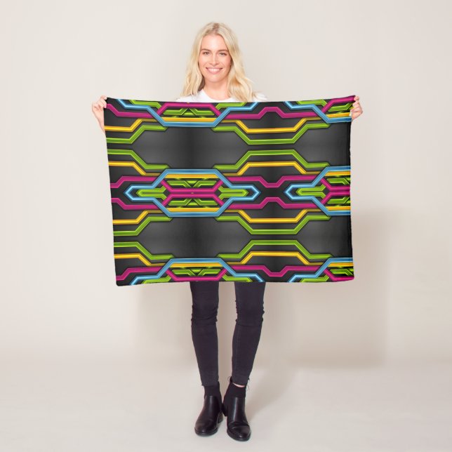 Neon Geometric Pattern Blanket (In Situ)