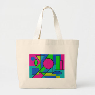 Neon Geometric Pop Art – Abstract Colour Block Des Large Tote Bag