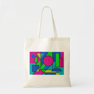 Neon Geometric Pop Art – Abstract Colour Block Des Tote Bag