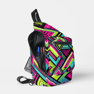 Neon Geometric Retro Vibes Sling Bag