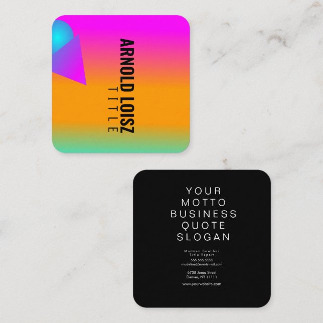Neon Geometrical Shapes DJ Club Musician Square Business Card (Front/Back)