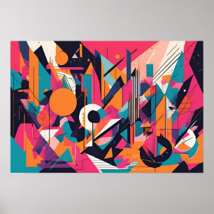 Neon Geometry Rush Poster