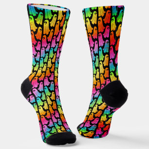 Neon Ghost Halloween Socks