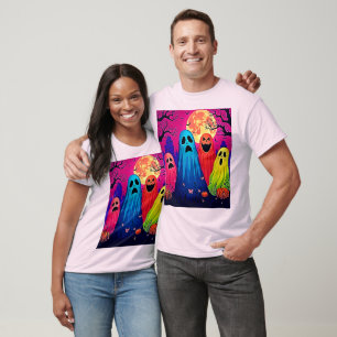 Neon Ghosts' Halloween Party Design T-Shirt