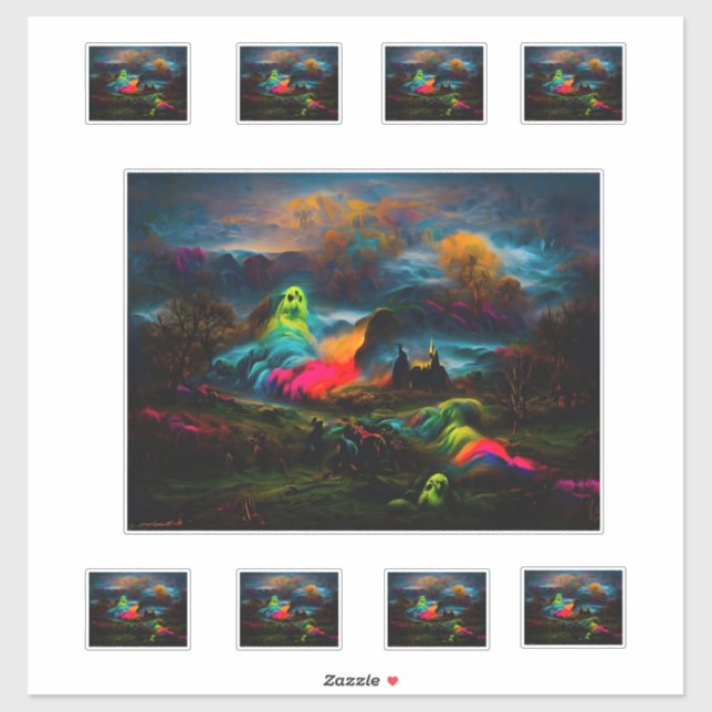 Neon Ghosts in a Haunted Fantasy Landscape (Sheet)