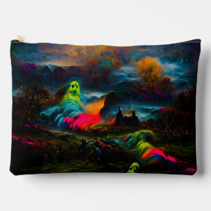Neon Ghosts in a Haunted Fantasy Landscape Accessory Pouch