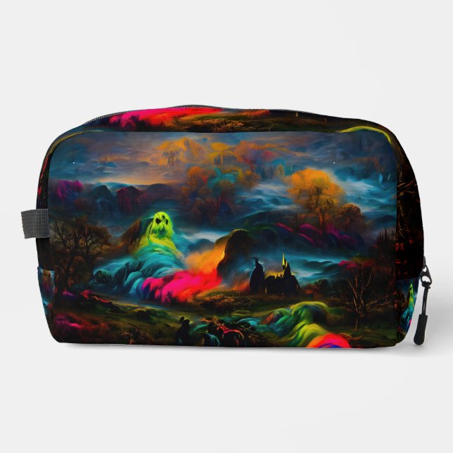 Neon Ghosts in a Haunted Fantasy Landscape Dopp Kit (Front)