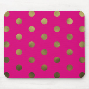 Neon Glam Faux Gold Polka Dots Modern Mousepad